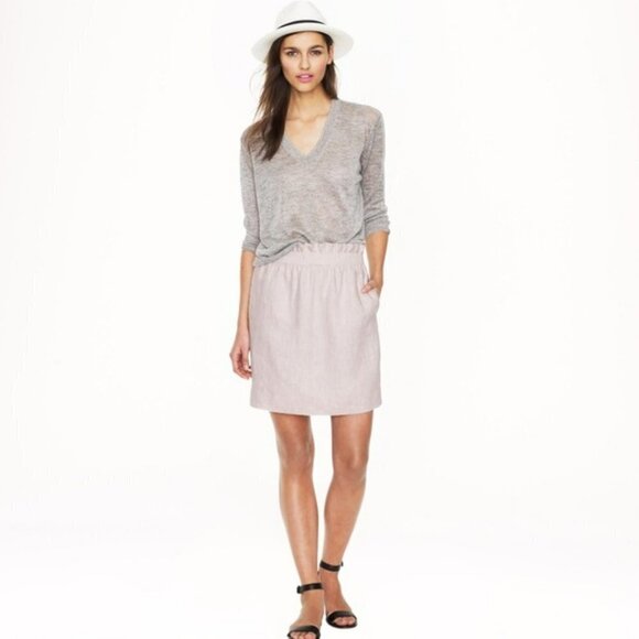 J. Crew Dresses & Skirts - J. Crew Light Grey 100% Linen Paper-bag Mini Summer Skirt Size 8